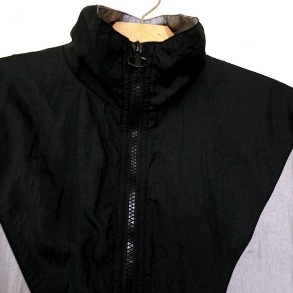 CHAMPION Nylon Athletic Windbreaker Track Jacket Black White Colorblock 90s y2k - Picture 3 of 14